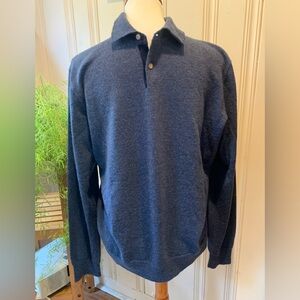 BLACK BROWN SWEATER MERINO WOOL ITALY LARGE NAVY